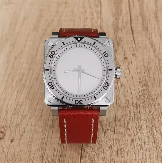 The new men's mechanical watch features a minimalist square and genuine leather strap with a Japanese NH35 movement