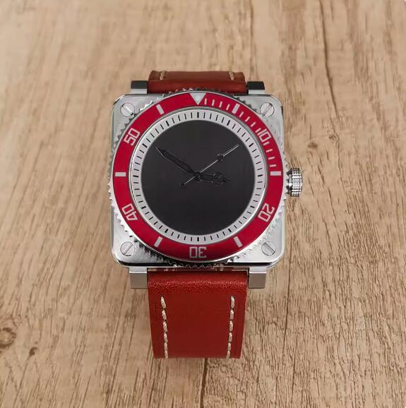 New men's mechanical watch features a minimalist square and genuine leather strap with a Japanese NH35 movement