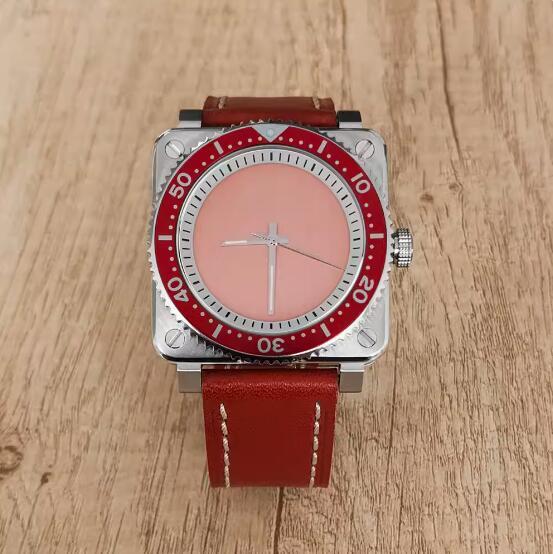 New men's mechanical watch features a minimalist square and genuine leather strap with a Japanese NH35 movement