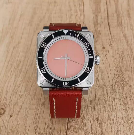 New men's mechanical watch features a minimalist square and genuine leather strap with a Japanese NH35 movement