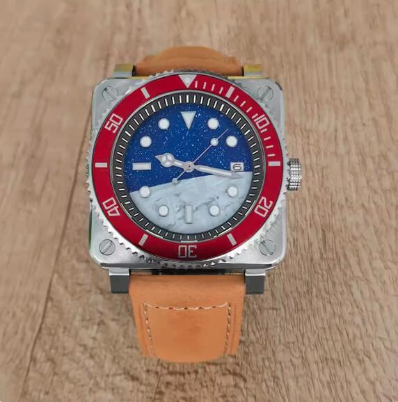 New men's watch 42MM stainless steel square dial with starry moon lettering assembly, Japanese NH35 movement