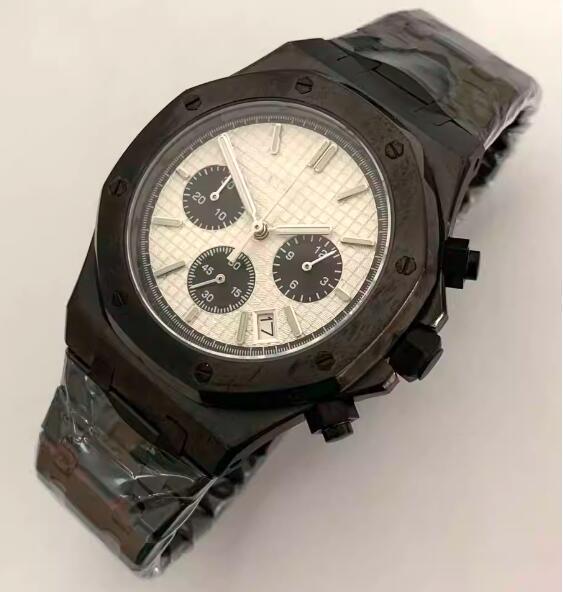 Black Octagonal Quartz Men's Timing Code 41mm Precision Steel Watch Set with Japanese VK63 Movement