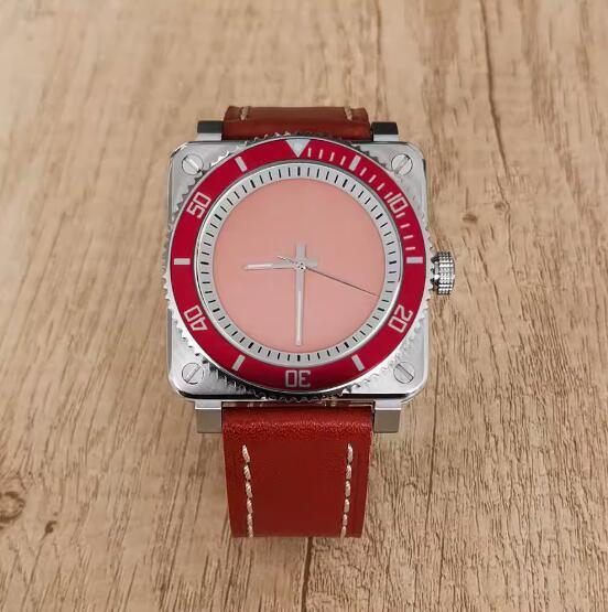 New men's mechanical watch features a minimalist square and genuine leather strap with a Japanese NH35 movement