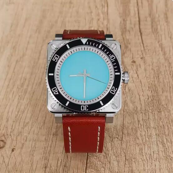 The new men's mechanical watch features a minimalist square and genuine leather strap with a Japanese NH35 movement