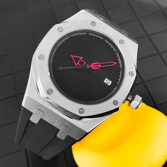 Men's Mechanical Watch 41m Octagonal Stainless Steel Case Rubber Band with New NH35 Movement