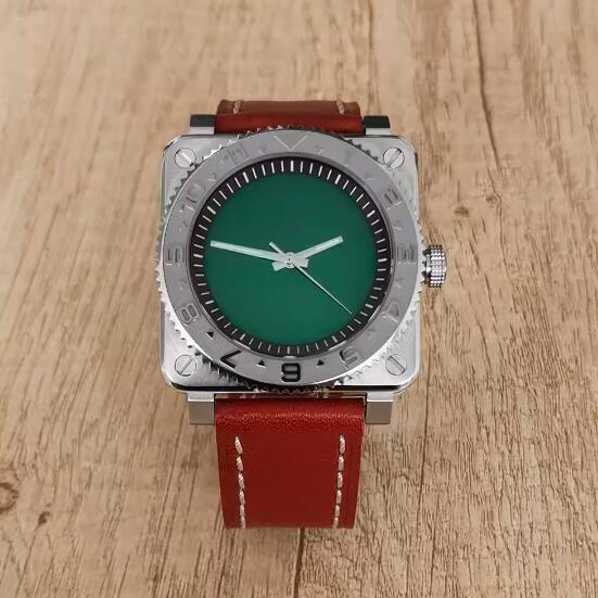 New men's mechanical watch features a minimalist square and genuine leather strap with a Japanese NH35 movement