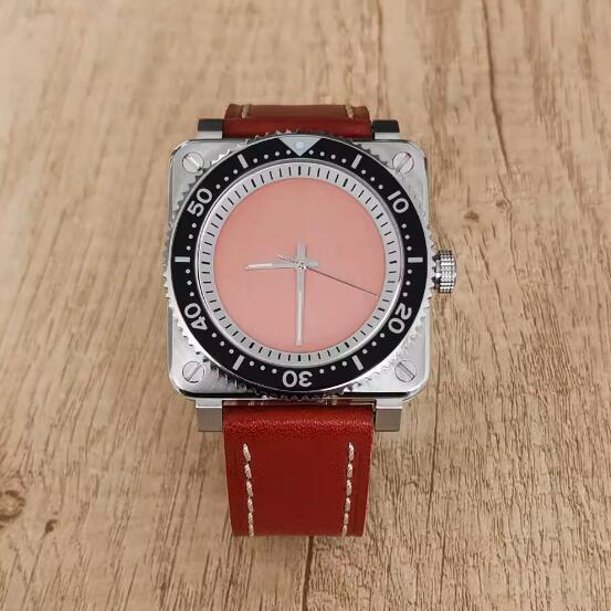 New men's mechanical watch features a minimalist square and genuine leather strap with a Japanese NH35 movement