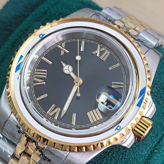 Men's mechanical watch with 40mm gold shell and sapphire glass Roman dial equipped with Japanese NH35 movement