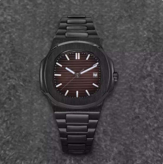 Men's Mechanical Watch 41MM Black Nautilus Style Sapphire Glass with NH35 Movement