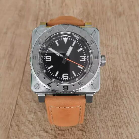 New Square Mechanical Men's 369 Watch with Green Glow and Japanese NH35 Automatic Mechanical Movement