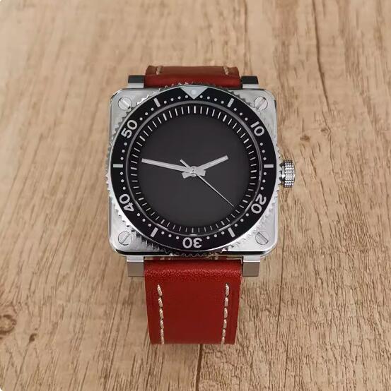 The new men's mechanical watch features a minimalist square and genuine leather strap with a Japanese NH35 movement