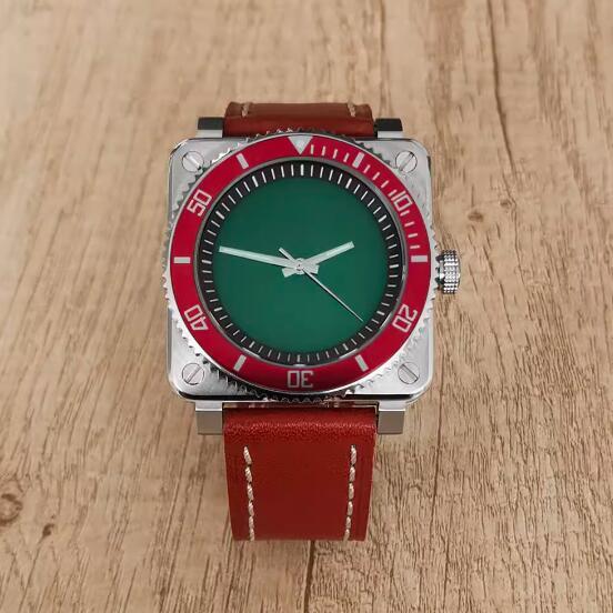 New men's mechanical watch features a minimalist square and genuine leather strap with a Japanese NH35 movement
