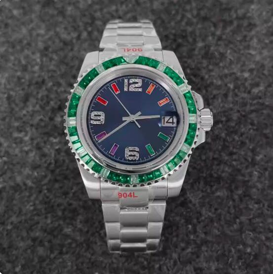 Men's mechanical watch with 40mm crystal ring and stainless steel case with sun pattern dial equipped with NH35 movement