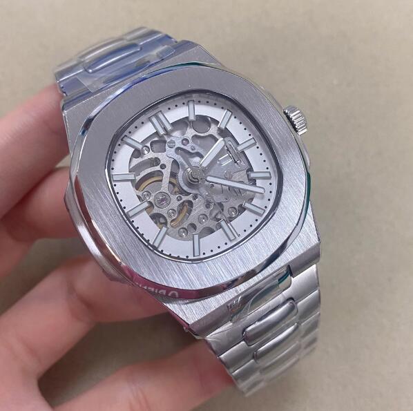 41MM Men's Mechanical Watch with Hollow Perspective Nautilus Style Equipped with Japanese NH70 Movement