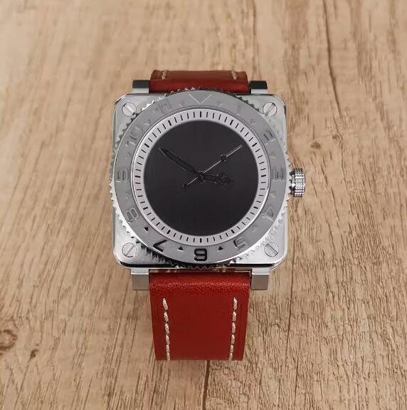 New men's mechanical watch features a minimalist square and genuine leather strap with a Japanese NH35 movement
