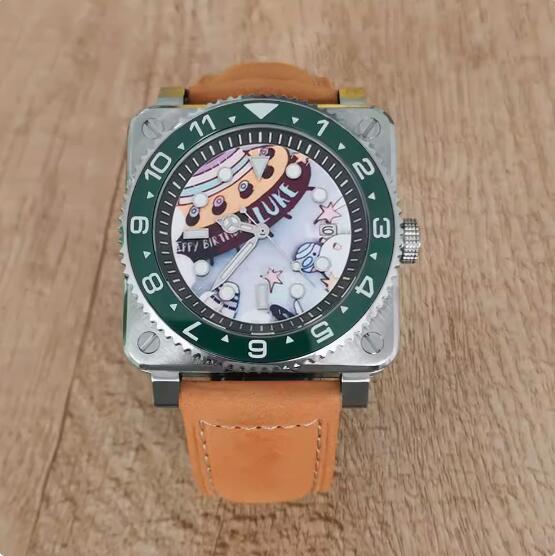 New Men's Watch 42MM Precision Steel Square dial Spaceship Party Assembly Japanese NH35 Movement