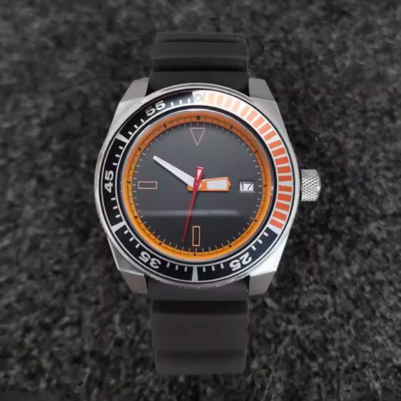 New men's automatic mechanical watch 43mm black orange minimalist dial rubber strap with Japanese NH35 movement