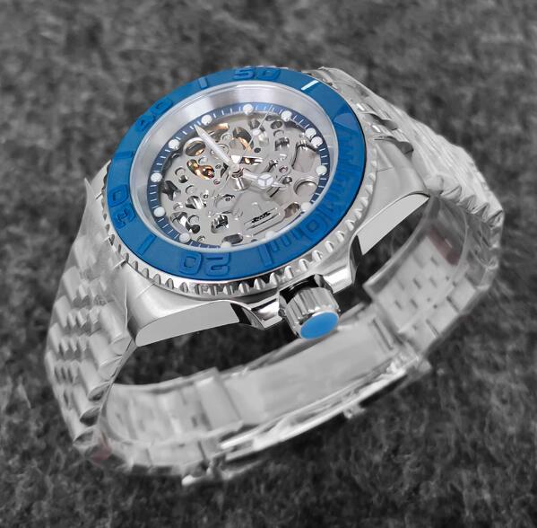 Men's hollowed out mechanical watch with 40mm stainless steel case equipped with N Japanese H70 mechanical movement