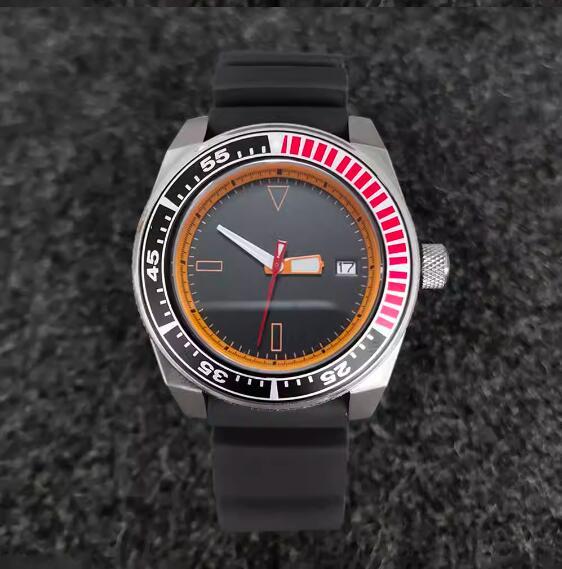 New men's automatic mechanical watch 43mm black orange minimalist dial rubber strap with Japanese NH35 movement