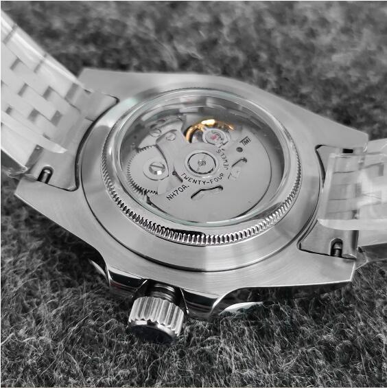 Men's hollowed out mechanical watch with 40mm stainless steel case and black ring surface equipped with NH70 mechanical movement