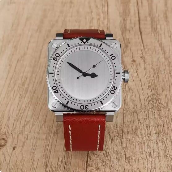 The new men's mechanical watch features a minimalist square and genuine leather strap with a Japanese NH35 movement