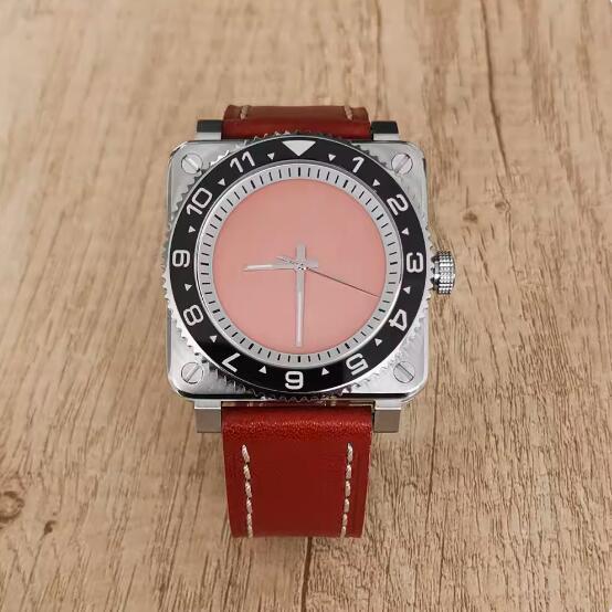 New men's mechanical watch features a minimalist square and genuine leather strap with a Japanese NH35 movement