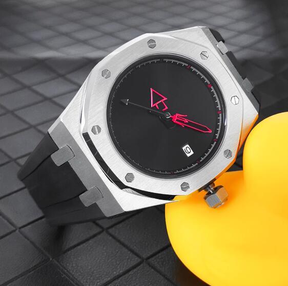 Men's Mechanical Watch 41m Octagonal Stainless Steel Case Rubber Band with New NH35 Movement