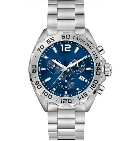 Luxury New Men Quartz Chronograph Watch Stopwatch VK63 Stainless Steel Fashion Black Blue Ceramic Bezel Sapphire Watches