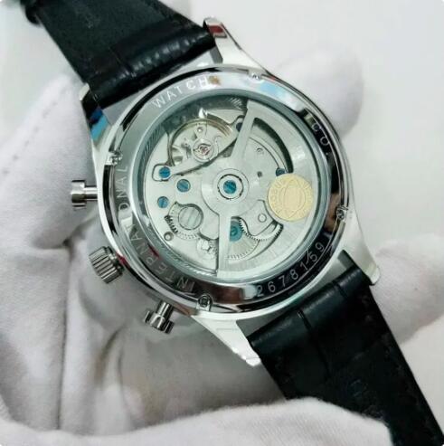 Luxury New Automatic Watch for Men Mechanical Waches Portuguese IW371446 Stainless Steel Case Black Leather Relogio Masculino