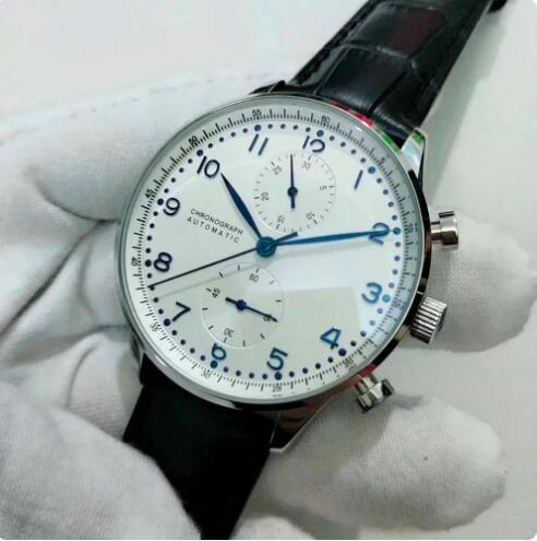 Luxury New Automatic Watch for Men Mechanical Waches Portuguese IW371446 Stainless Steel Case Black Leather Relogio Masculino