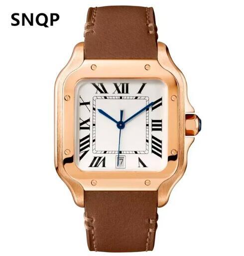 New Green Leather Automatic Mechanical Watch Men Womens Stainless Steel Blue Black White Rome Gold Bezel Wristwatch