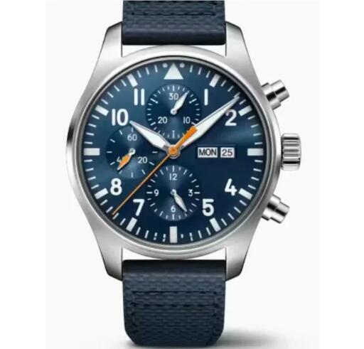 Luxury New Mens Mechanical Watch Automatic Big Pilots Blue Brown Leather Sport Watches