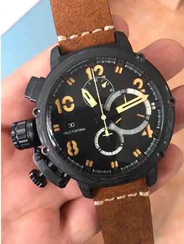 Luxury New Mens Mechanical Automatic U Watch Black Boat Cow Leather U51 Sport Watches