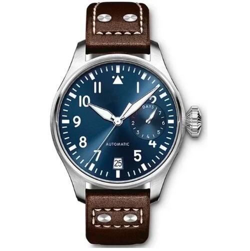 Luxury New Mens Mechanical Watch Automatic Big Pilots Blue Brown Leather Sport Watches