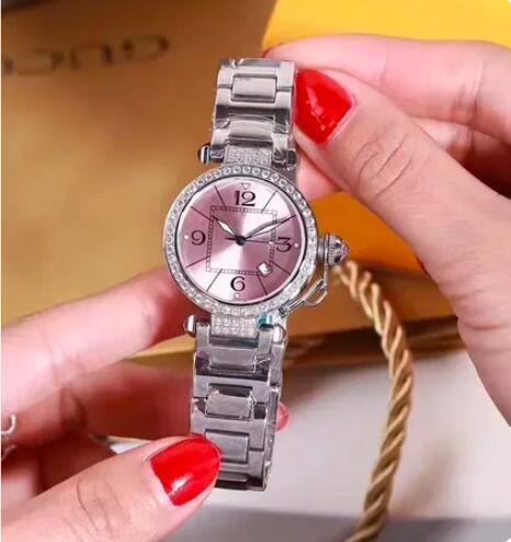Luxury New Women Watch Rose Gold Diamond White Pink Relogio Masculino