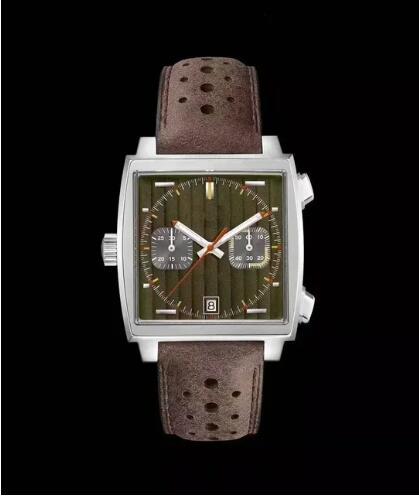 Luxury New Mens Quartz Chronograph Watch Stainless Steel Black Blue Leather Gulf Square CAW211R Sapphire Glass Watches