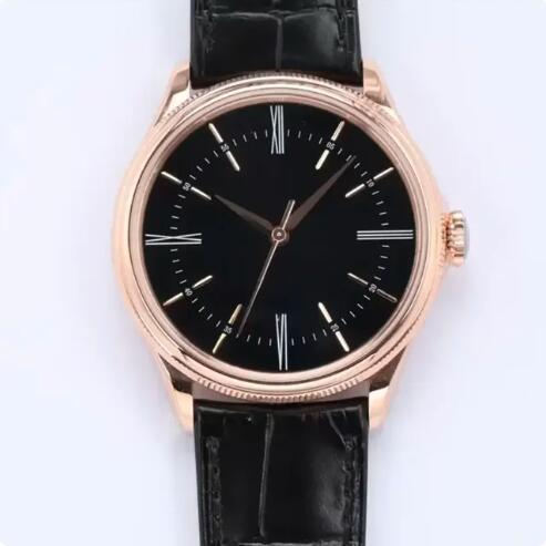 Luxury New Mens Mechanical Watch Automatic Black Leather Rose Gold CELLINIS Reloj Hombre
