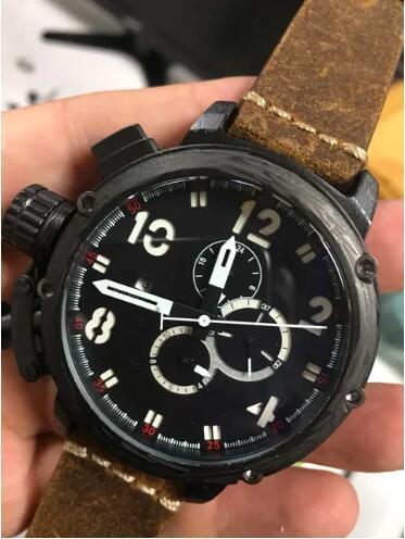 Luxury New Mens Mechanical Automatic U Watch Black Boat Cow Leather U51 Sport Watches