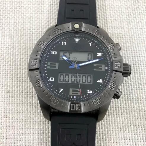 Luxury New Black Blue Rubber Digital Dual Time Display Mens Full Black Carbon Fiber Watch Fashion Watches