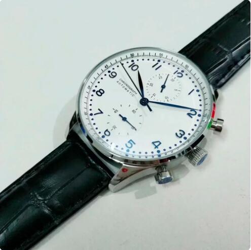 Luxury New Automatic Watch for Men Mechanical Waches Portuguese IW371446 Stainless Steel Case Black Leather Relogio Masculino