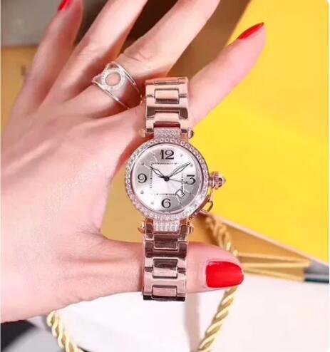 Luxury New Women Watch Rose Gold Diamond White Pink Relogio Masculino