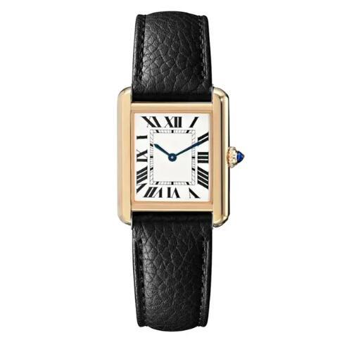 Luxury New Quartz Watch for Men Women Watches Stainless Steel Gold Silver Black Beather Female Ladies Tanks White Rome Dial