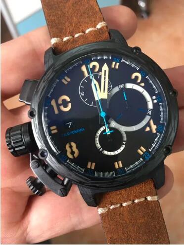 Luxury New Mens Mechanical Automatic U Watch Black Boat Cow Leather U51 Sport Watches