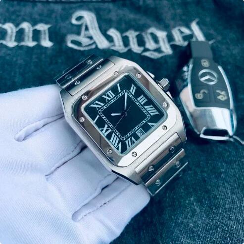 Luxury New Classic Mens Watch Automatic Mechanical Steel Strap Black White Reloj Hombre