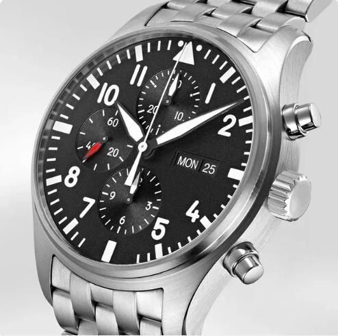 Luxury New Automatic Watch for Men Mechanical Watches Big Pilots Full Stainless Steel Bracelet Black Blue Dial Sapphire Glass