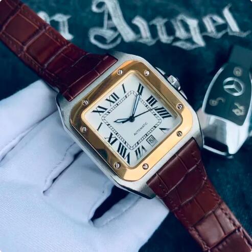 Luxury New Classic Mens Watch Automatic Mechanical Steel Strap Black White Reloj Hombre