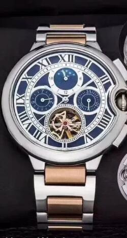 Luxury New Mens Mechanical Watch Automatic Tourbillion Skeleton Moon Phase Sport Watches