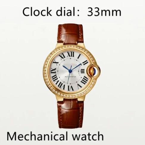 Luxury Men's Women's Watch Automatic Mechanical Quartz Sapphire Black Blue Couple Style Leather Ballon