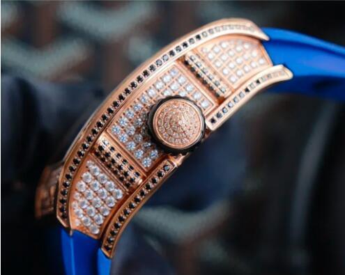 Luxury New Mens Automatic Mechanical Watch Iced Diamond Black Blue Rubber Dragon Tiger Reloj Hombre