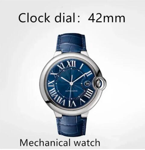 Luxury Men's Women's Watch Automatic Mechanical Quartz Sapphire Black Blue Couple Style Leather Ballon